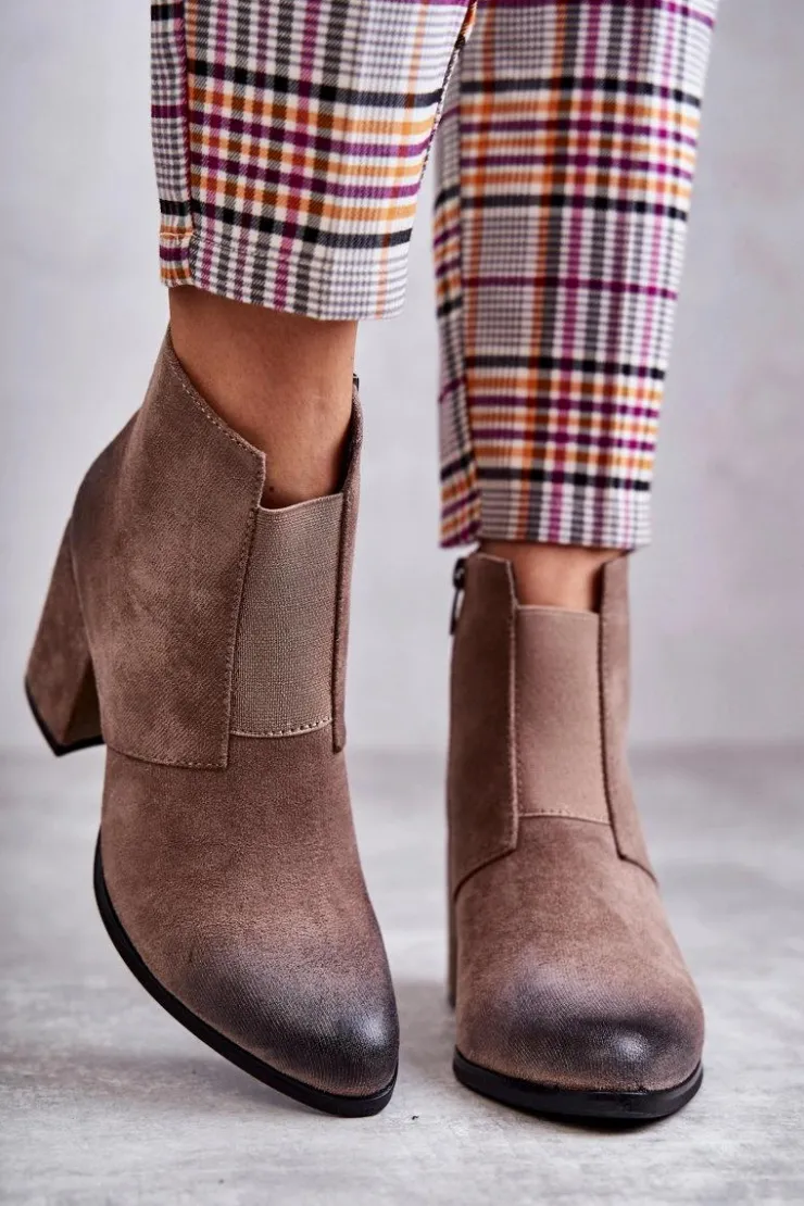 Boto Botki Na Słupku|Botki Zimowe Damskie*Klasyczne Zamszowe Botki La.Fi 260035DTA-SU Beżowe