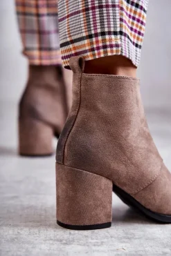 Boto Botki Na Słupku|Botki Zimowe Damskie*Klasyczne Zamszowe Botki La.Fi 260035DTA-SU Beżowe