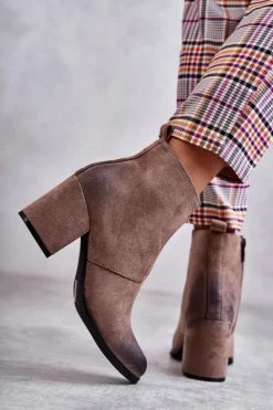 Boto Botki Na Słupku|Botki Zimowe Damskie*Klasyczne Zamszowe Botki La.Fi 260035DTA-SU Beżowe