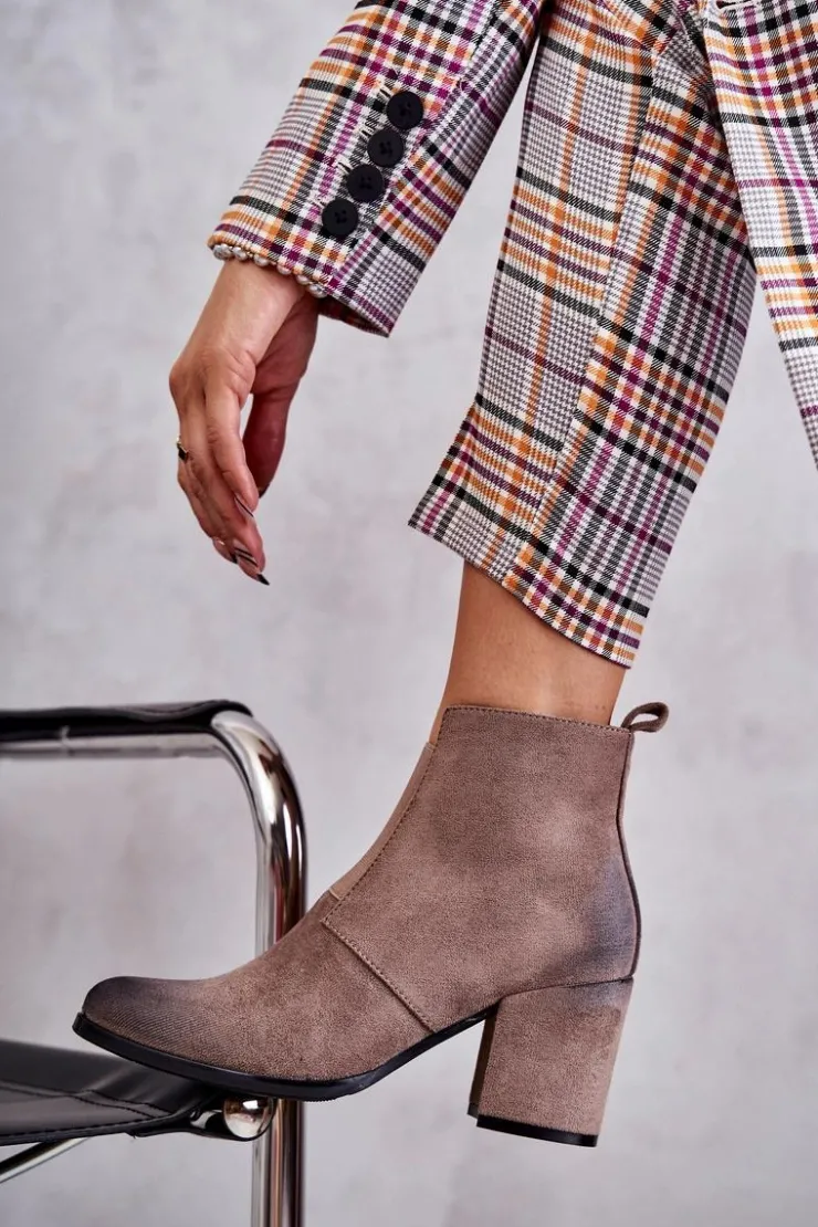 Boto Botki Na Słupku|Botki Zimowe Damskie*Klasyczne Zamszowe Botki La.Fi 260035DTA-SU Beżowe