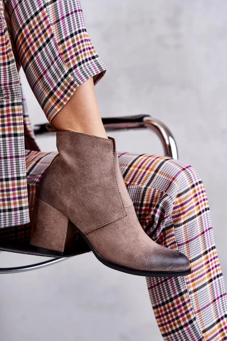 Boto Botki Na Słupku|Botki Zimowe Damskie*Klasyczne Zamszowe Botki La.Fi 260035DTA-SU Beżowe