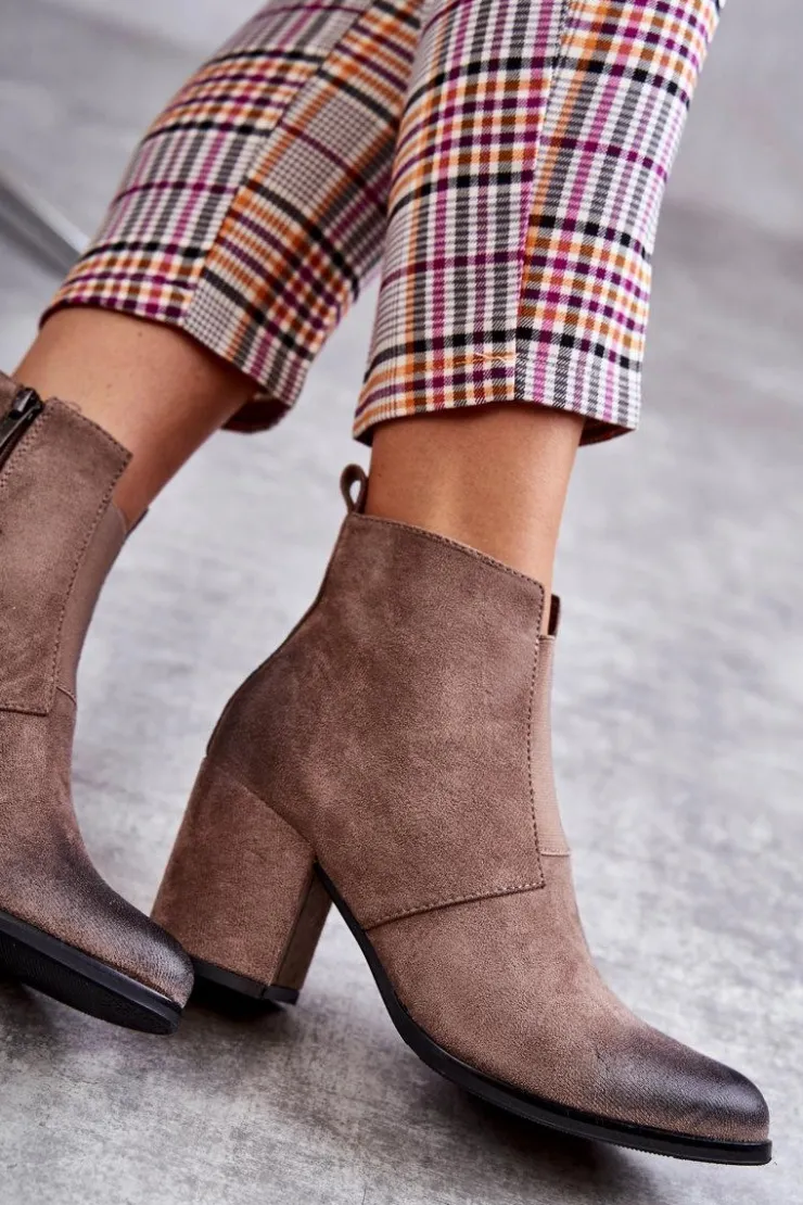 Boto Botki Na Słupku|Botki Zimowe Damskie*Klasyczne Zamszowe Botki La.Fi 260035DTA-SU Beżowe