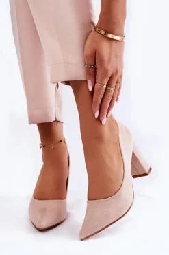 Boto Czółenka Zamszowe|Czółenka Na Słupku*Klasyczne Zamszowe Czółenka Na Słupku Beżowe Kendra