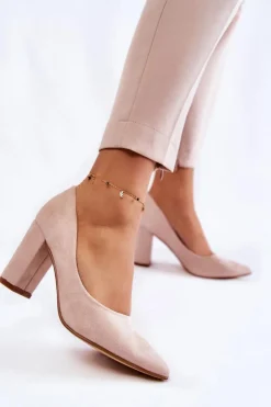 Boto Czółenka Zamszowe|Czółenka Na Słupku*Klasyczne Zamszowe Czółenka Na Słupku Beżowe Kendra