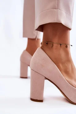 Boto Czółenka Zamszowe|Czółenka Na Słupku*Klasyczne Zamszowe Czółenka Na Słupku Beżowe Kendra