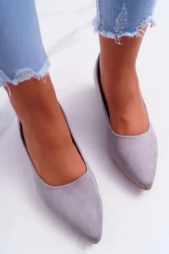 Boto Czółenka Zamszowe|Czółenka Klasyczne*Klasyczne Zamszowe Czółenka Szare Rheya