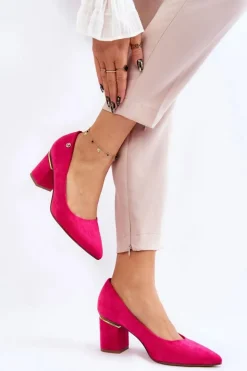 Damskie Boto Klasyczne Zamszowe Czółenka Na Obcasie Z Ozdobą Fuksja Derren
