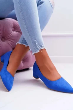 Damskie Boto Klasyczne Zamszowe Czółenka Niebieskie Rheya