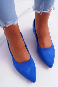 Damskie Boto Klasyczne Zamszowe Czółenka Niebieskie Rheya