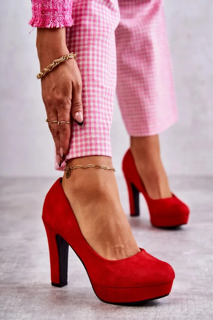 Boto Czółenka Na Platformie|Czółenka Zamszowe*Klasyczne Zamszowe Czółenka Na Obcasie Czerwone Soro