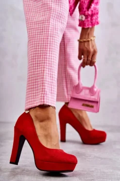 Boto Czółenka Na Platformie|Czółenka Zamszowe*Klasyczne Zamszowe Czółenka Na Obcasie Czerwone Soro