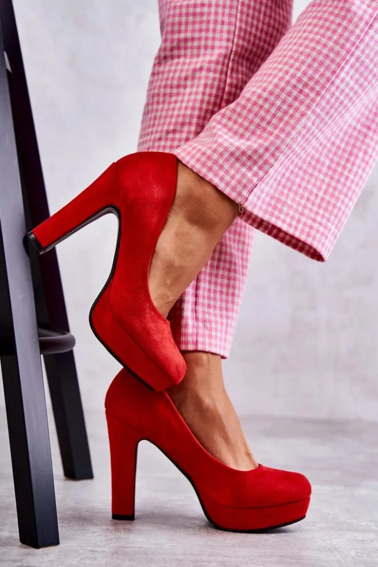 Boto Czółenka Na Platformie|Czółenka Zamszowe*Klasyczne Zamszowe Czółenka Na Obcasie Czerwone Soro