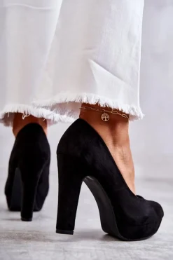 Online Boto Klasyczne Zamszowe Czółenka Na Obcasie Czarne Soro