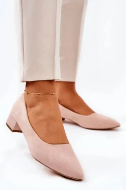 Boto Klasyczne Zamszowe Czółenka Beżowe Rheya