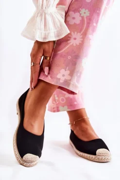 Outlet Boto Klasyczne Zamszowe Damskie Espadryle Czarne Calabria