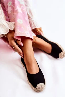 Outlet Boto Klasyczne Zamszowe Damskie Espadryle Czarne Calabria