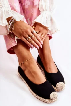 Outlet Boto Klasyczne Zamszowe Damskie Espadryle Czarne Calabria