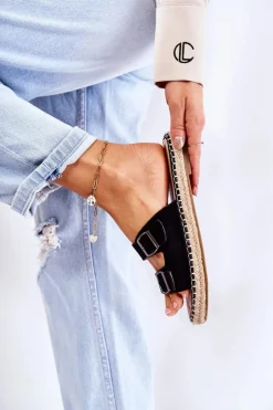 Damskie Boto Klasyczne Zamszowe Klapki Damskie Czarne Casilda