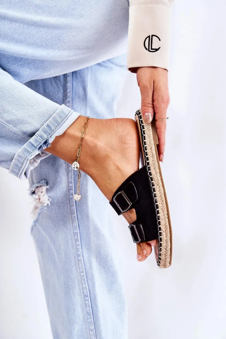 Damskie Boto Klasyczne Zamszowe Klapki Damskie Czarne Casilda