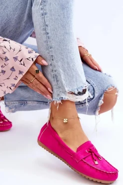 Boto Loafersy Damskie|Mokasyny Damskie Zamszowe*Klasyczne Zamszowe Mokasyny Fuksja Good Time Różowy