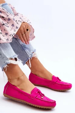 Boto Loafersy Damskie|Mokasyny Damskie Zamszowe*Klasyczne Zamszowe Mokasyny Fuksja Good Time Różowy