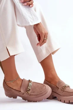 Damskie Boto Klasyczne Zamszowe Mokasyny Na Masywnej Platformie Brązowe Catch Me!