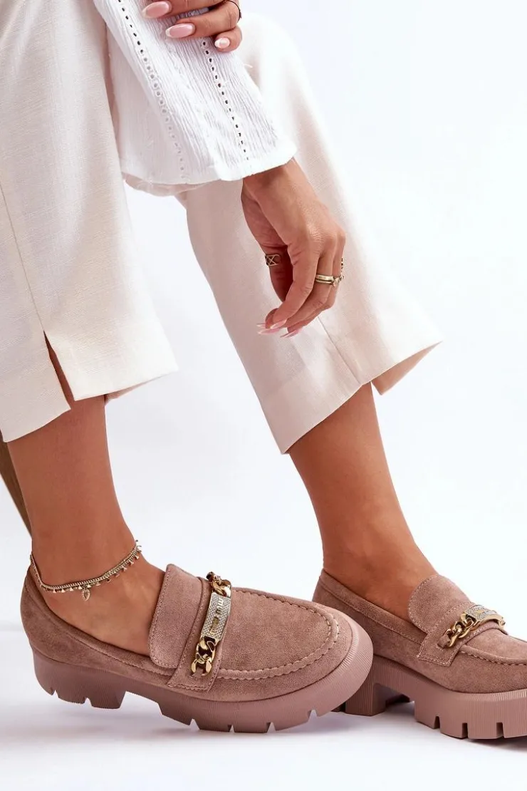 Damskie Boto Klasyczne Zamszowe Mokasyny Na Masywnej Platformie Brązowe Catch Me!