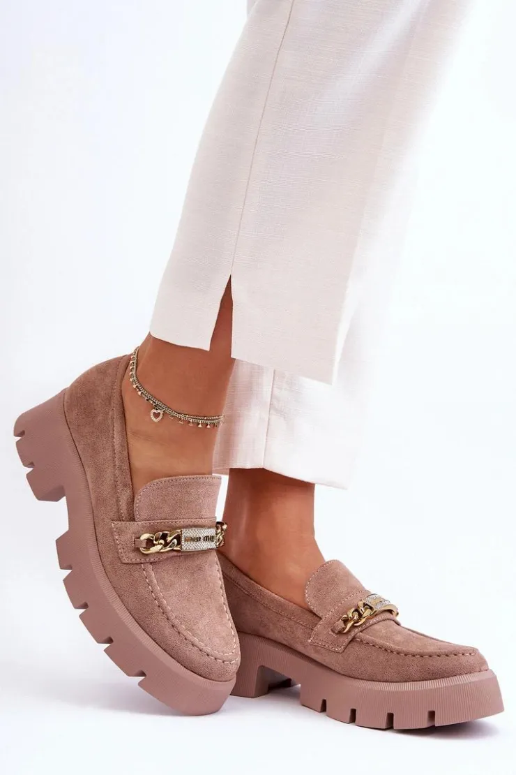 Damskie Boto Klasyczne Zamszowe Mokasyny Na Masywnej Platformie Brązowe Catch Me!