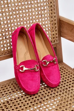 Boto Mokasyny Damskie Zamszowe*Klasyczne Zamszowe Mokasyny Z Ozdobą Fuksja Arla