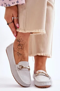 Discount Boto Klasyczne Zamszowe Mokasyny Z Ozdobą Szare Arla