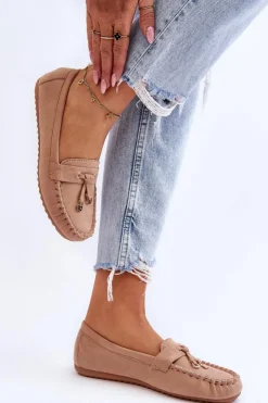 Discount Boto Klasyczne Zamszowe Mokasyny Ciemnobeżowe Good Time