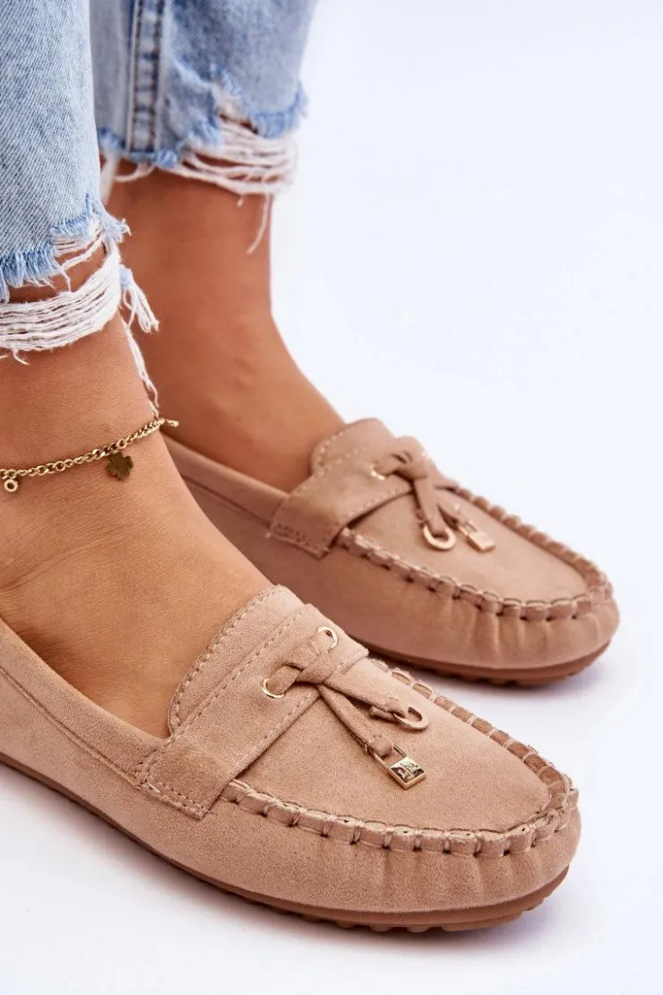 Discount Boto Klasyczne Zamszowe Mokasyny Ciemnobeżowe Good Time