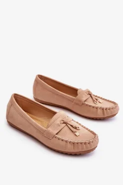 Discount Boto Klasyczne Zamszowe Mokasyny Ciemnobeżowe Good Time