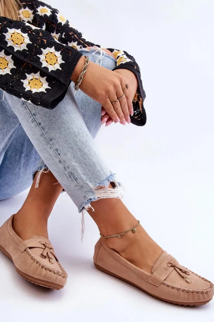 Discount Boto Klasyczne Zamszowe Mokasyny Ciemnobeżowe Good Time