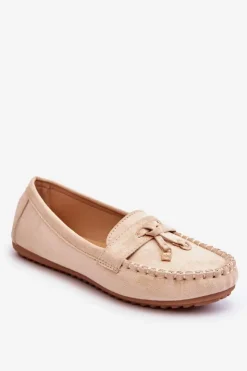 Damskie Boto Klasyczne Zamszowe Mokasyny Beżowe Good Time