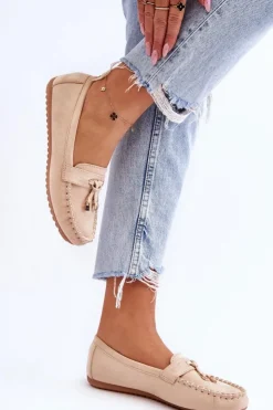 Damskie Boto Klasyczne Zamszowe Mokasyny Beżowe Good Time