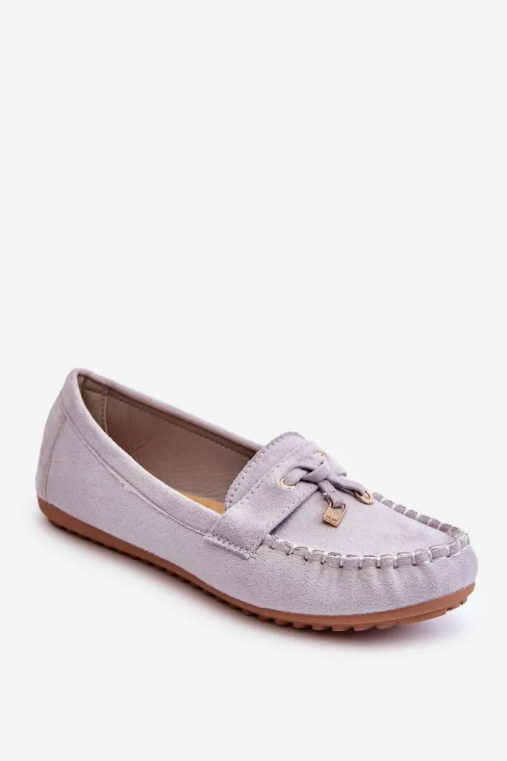 Damskie Boto Klasyczne Zamszowe Mokasyny Szare Good Time