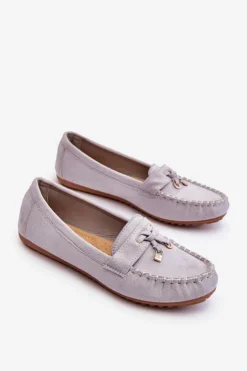 Damskie Boto Klasyczne Zamszowe Mokasyny Szare Good Time