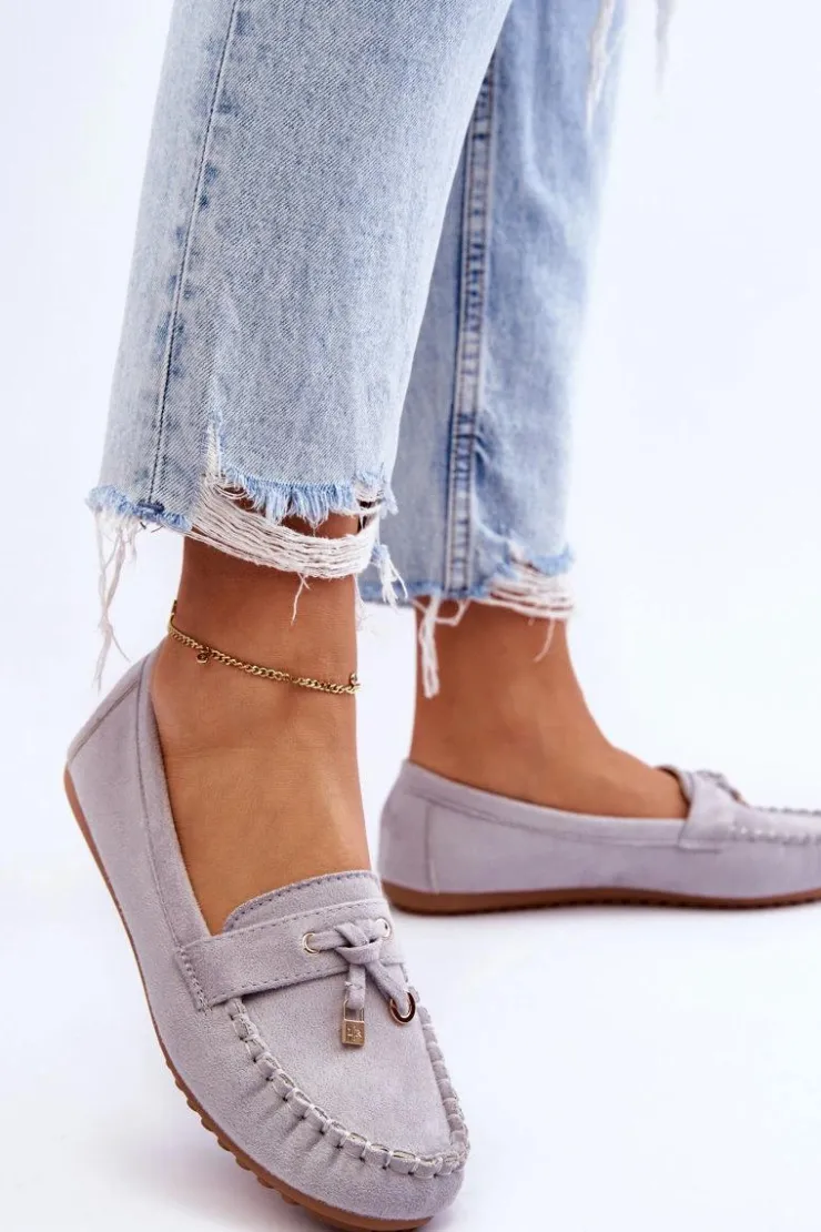 Damskie Boto Klasyczne Zamszowe Mokasyny Szare Good Time