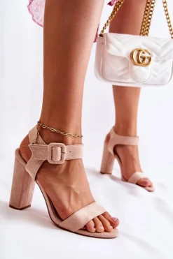 Discount Boto Klasyczne Zamszowe Sandały Beżowe Nelia