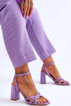 Outlet Boto Klasyczne Zamszowe Sandały Na Słupku Fioletowe Bernett