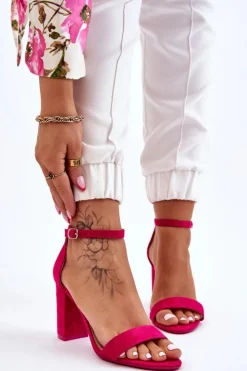 New Boto Klasyczne Zamszowe Sandały Na Słupku Fuksja Amina