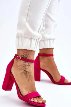 New Boto Klasyczne Zamszowe Sandały Na Słupku Fuksja Amina