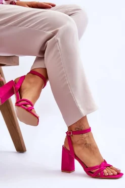 Damskie Boto Klasyczne Zamszowe Sandały Na Słupku Fuksja Bernett