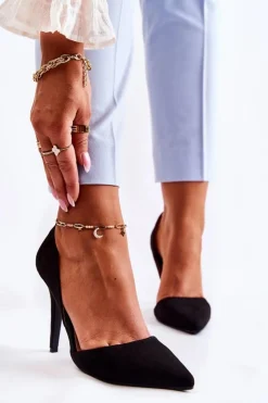 New Boto Klasyczne Zamszowe Szpilki Czarne Sofya