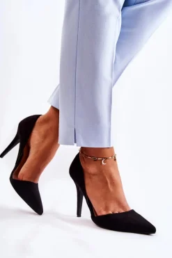 New Boto Klasyczne Zamszowe Szpilki Czarne Sofya