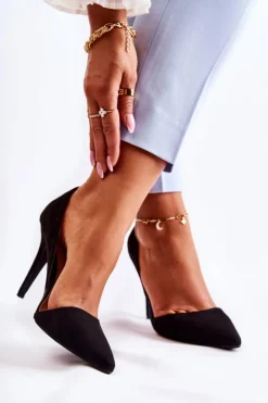 New Boto Klasyczne Zamszowe Szpilki Czarne Sofya