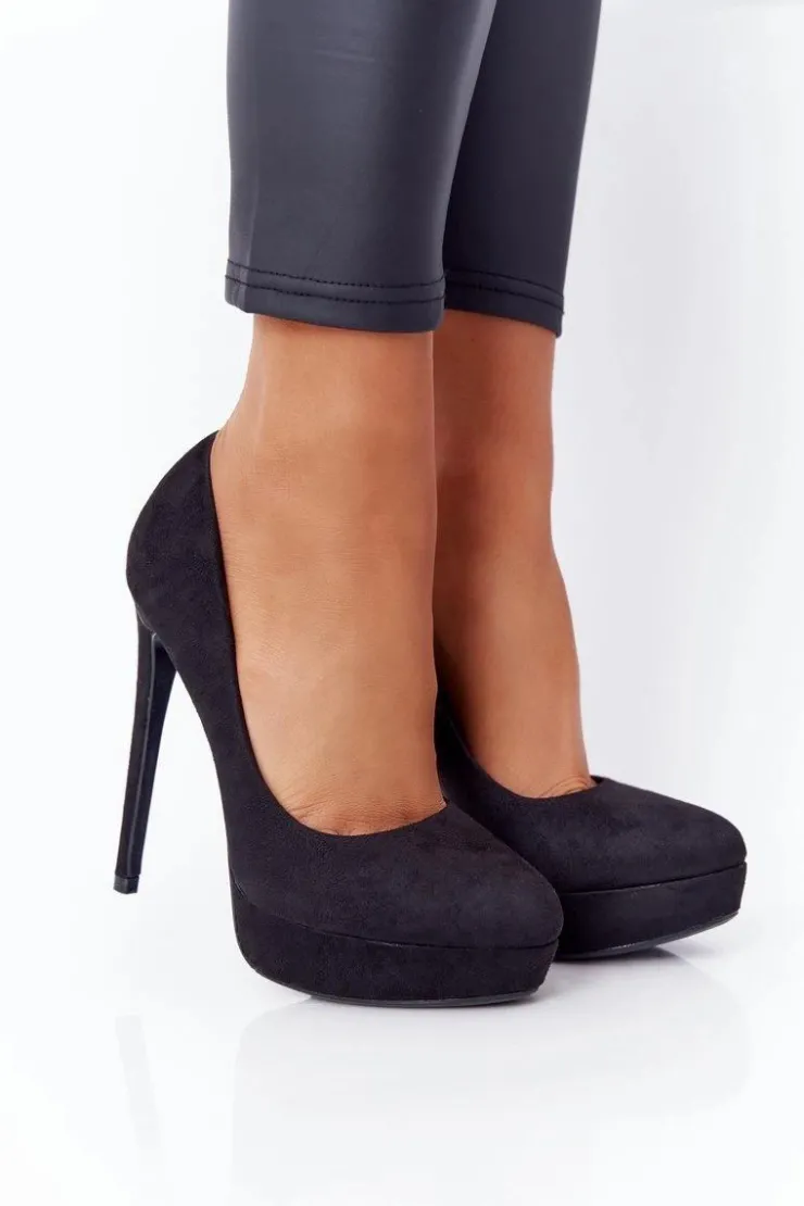 Online Boto Klasyczne Zamszowe Szpilki Czarne Margharita