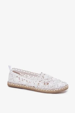 Damskie Boto Koronkowe Espadryle Damskie Białe Adelira