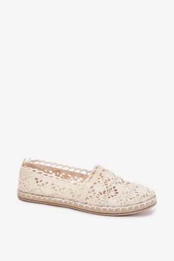 Discount Boto Koronkowe Espadryle Damskie Beżowe Adelira